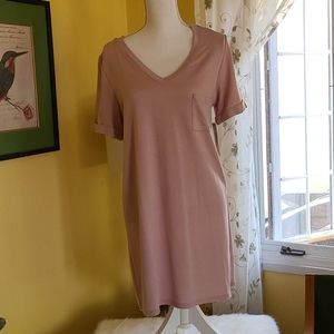 NEW Tresics Pink V Neck T Shirt Dress Size L